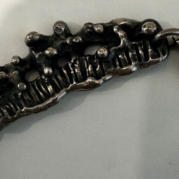 Vintage Guy Vidal Bib Necklace Pewter Modernist Brutalist 70's - Picture 4 of 10